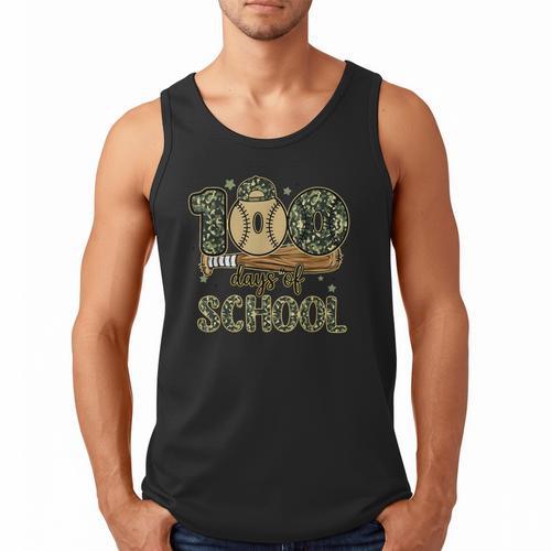 100 Days Of School Baseball Camo Boys Kids 100th Day Men Tank Top - Sportilla