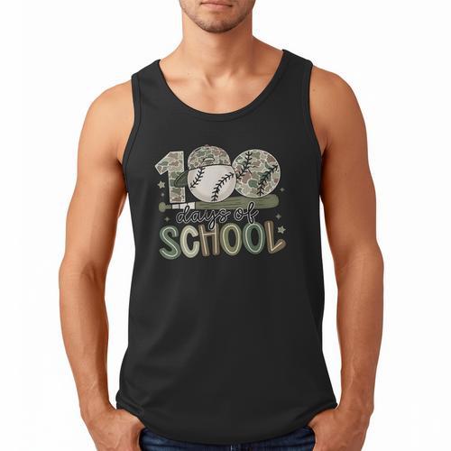 100 Days Of School Baseball Camo Celebration Men Tank Top - Sportilla