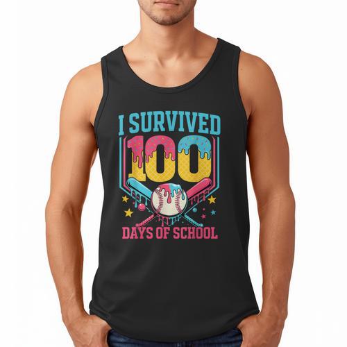 100 Days Of School Baseball Drip 100 Days Boy Girl Kids Men Tank Top - Sportilla