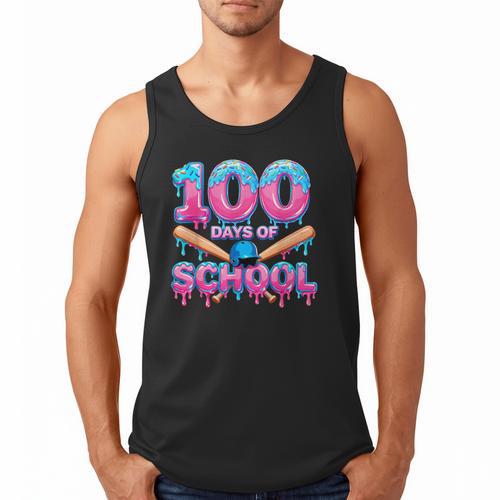 100 Days Of School Baseball Dripping Ice Cream 100th Day Men Tank Top - Sportilla