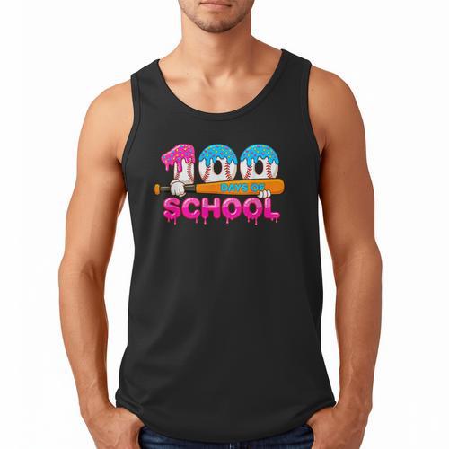 100 Days Of School Baseball Ice Cream Drip For Teacher Kid Men Tank Top - Sportilla