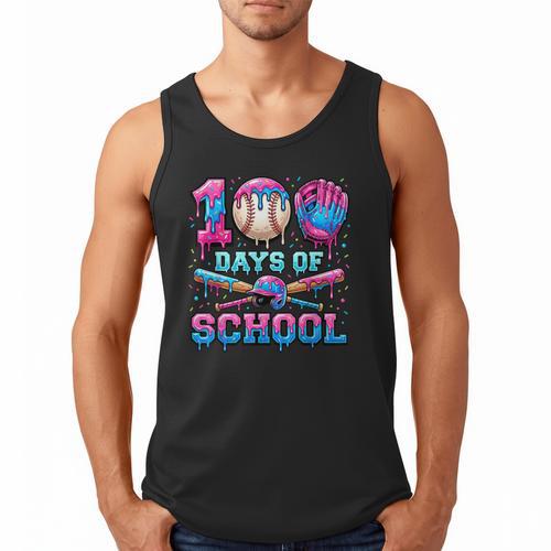 100 Days Of School Baseball Sports Drip Graphic Men Tank Top - Sportilla