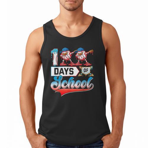 100 Days Of School Boys Baseball Drip 100th Day Dabbing Ball Men Tank Top - Sportilla