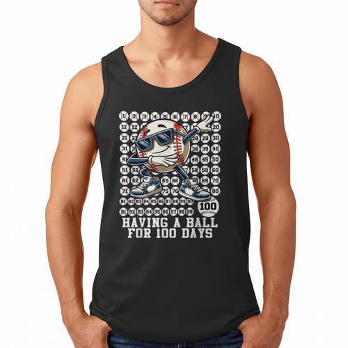 100 Days Of School Boys Dabbing Baseball 100th Day Of School Men Tank Top - Sportilla