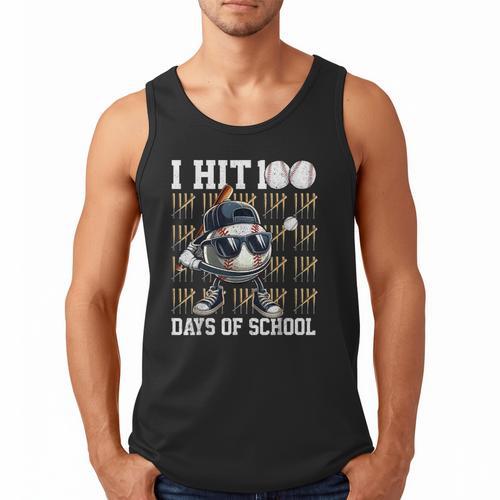 100 Days Of School Boys Kids 100th Day Balls Baseball Kids Men Tank Top - Sportilla