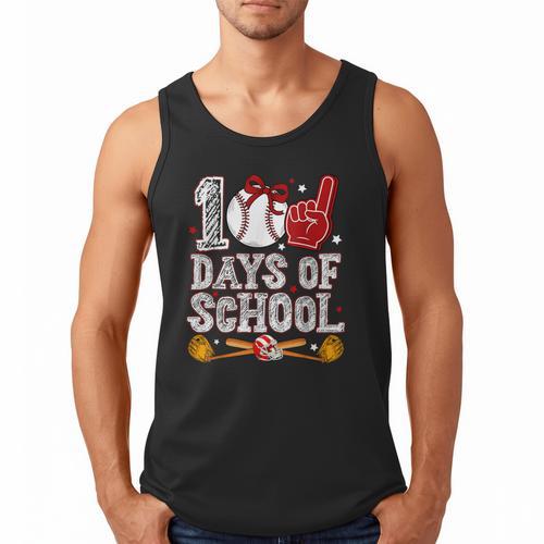 100 Days Of School Cute Bow Baseball Boy Girl Teacher Men Tank Top - Sportilla