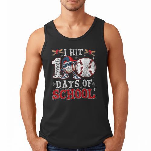 100 Days Of School Dabbing Baseball Hit Student Kids Boys Men Tank Top - Sportilla