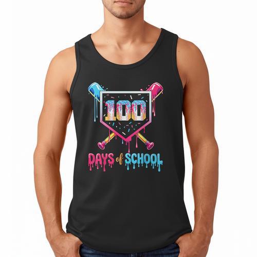 100 Days Of School Ice Cream Drip Baseball 100 Days Smarter Men Tank Top - Sportilla