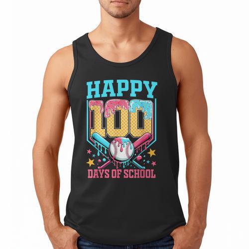 100 Days Of School Kids Baseball Drip 100th Day Of School Men Tank Top - Sportilla