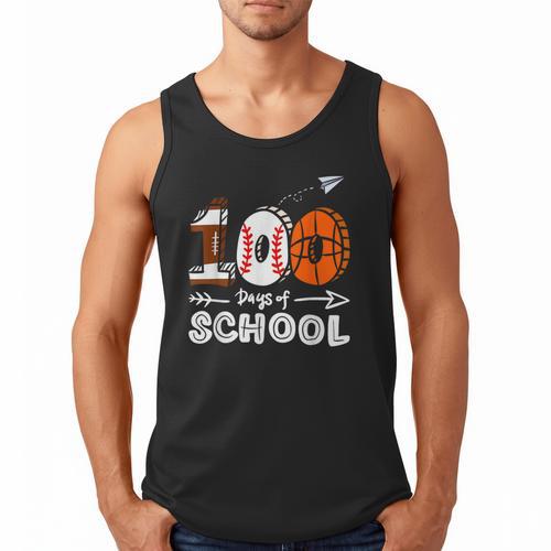 100th Day Of School Basketball Baseball Football Kids Boys Men Tank Top - Sportilla