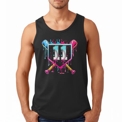 11th Birthday Boys Baseball Ice Cream Drip Boys Baseball Men Tank Top - Sportilla