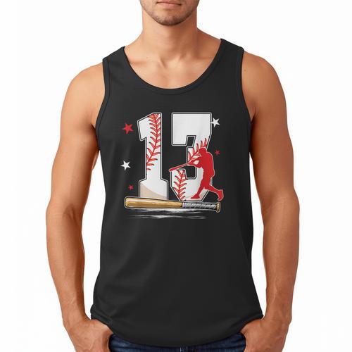 13 Years Old Baseball Birthday Boy 13th Bday Party Men Tank Top - Sportilla