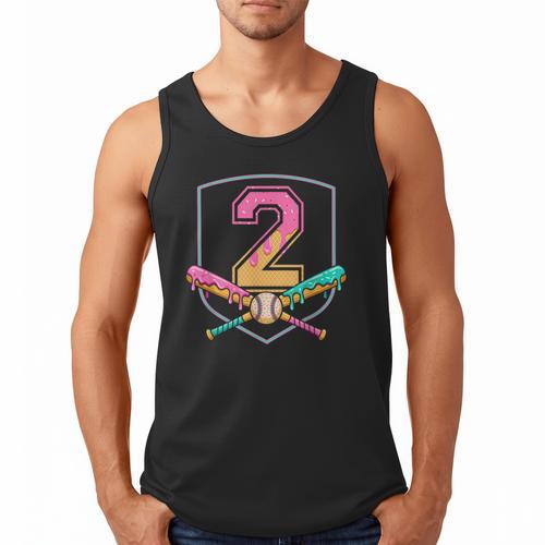 2nd Birthday Baseball Bat Ice-Cream Drip 2yrs Old Boys Kids Men Tank Top - Sportilla