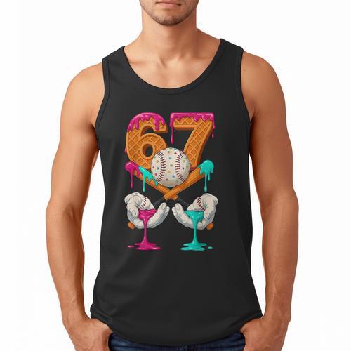 6 7 Ice Cream Drip Baseball Number 67 Player Boy Girl Kids Men Tank Top - Sportilla