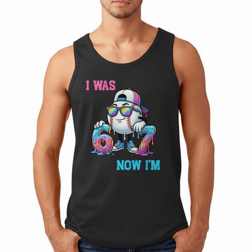 I Was 6 Now I'm 7 Baseball Birthday Drip Ice Cream Boy Men Tank Top - Sportilla