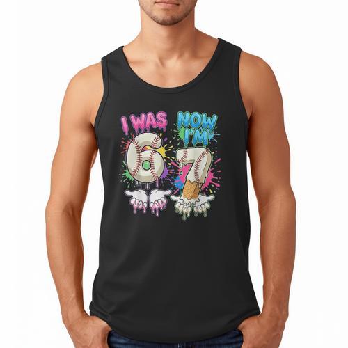 I Was 6 Now I'm 7 Baseball Drip 67 Birthday Boy 7th Birthday Men Tank Top - Sportilla