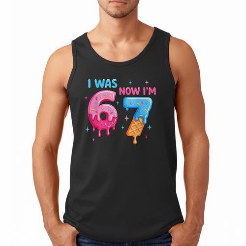 I Was 6 Now I'm 7 Meme Six Seven Baseball 7th Birthday Men Tank Top - Sportilla