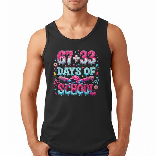67 33 Days Of School Baseball Drip 100th Day Of School Boys Men Tank Top - Sportilla