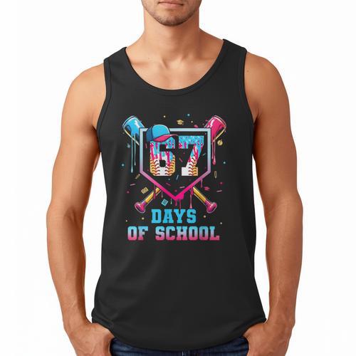 67 Days Of School 67th Day Baseball Meme Men Boys Kids Men Tank Top - Sportilla