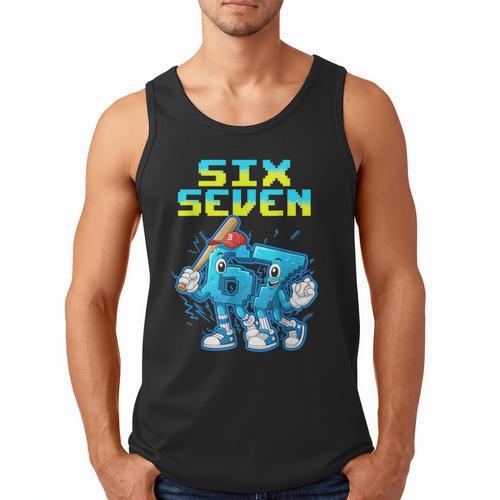 67 Six Seven 6-7 Italian Brainrot Kids Baseball Meme Men Tank Top - Sportilla
