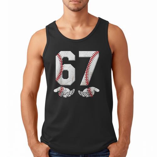 67 Six Seven Number 6 7 Meme Baseball Six Seven For Boys Men Men Tank Top - Sportilla