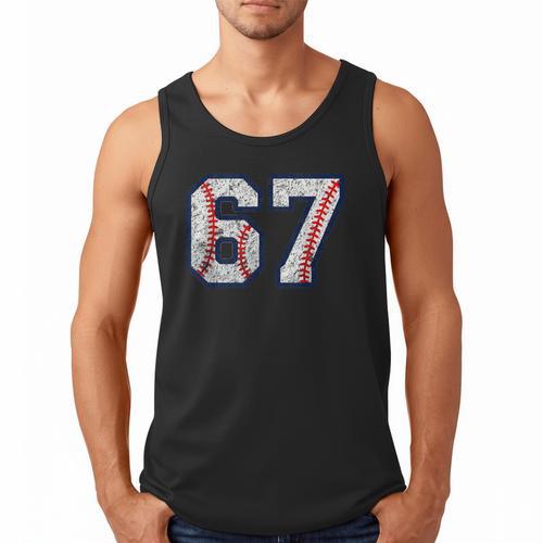 67 Sports Meme – Baseball Number 6 7 Men Tank Top - Sportilla