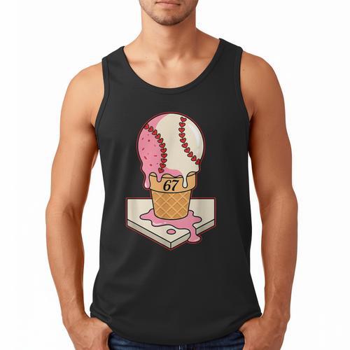67 Tee Baseball Creamy Dripping Graphic Sixty-Seven Clothes Men Tank Top - Sportilla