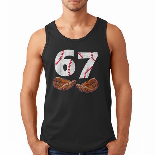 67 Trend Baseball Glove Number Style Men Tank Top - Sportilla