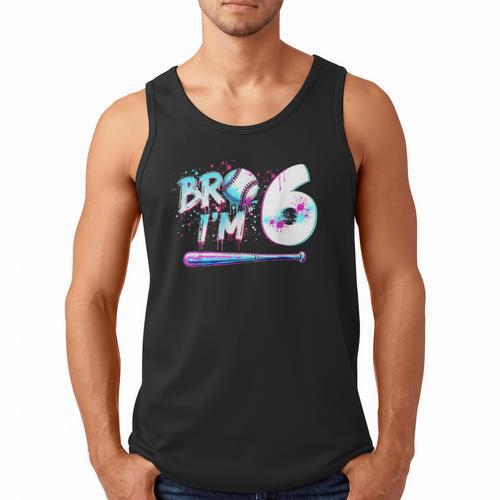 6th Birthday Boy Bro I'm 6 Year Old Baseball Ice Cream Drip Men Tank Top - Sportilla