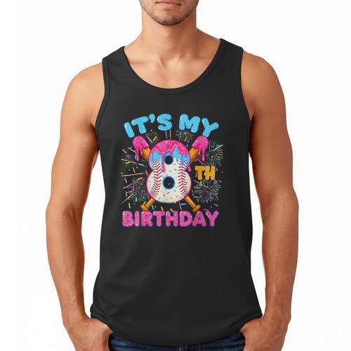 8th Birthday Baseball 8 Year Old Ice Cream Drip Boy Baseball Men Tank Top - Sportilla