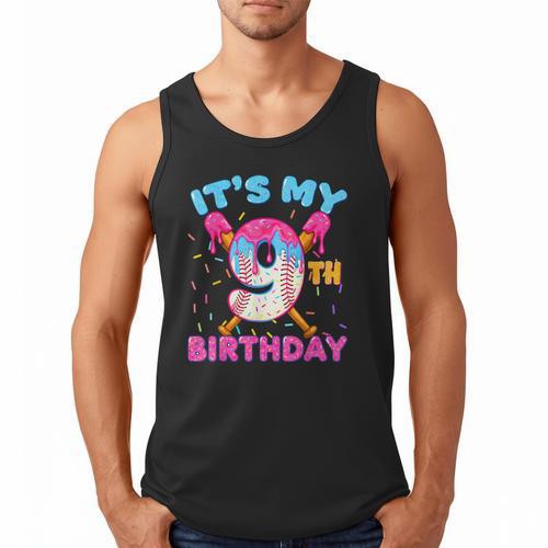 9th Birthday Baseball 9 Year Old Ice Cream Drip Boy Baseball Men Tank Top - Sportilla
