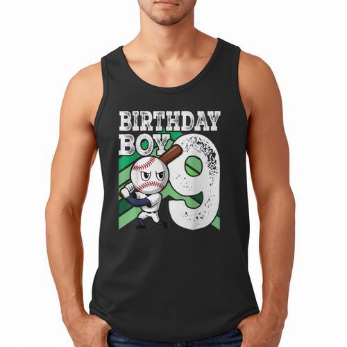 9th Birthday Baseball Birthday Party 9th Birthday Boy Men Tank Top - Sportilla