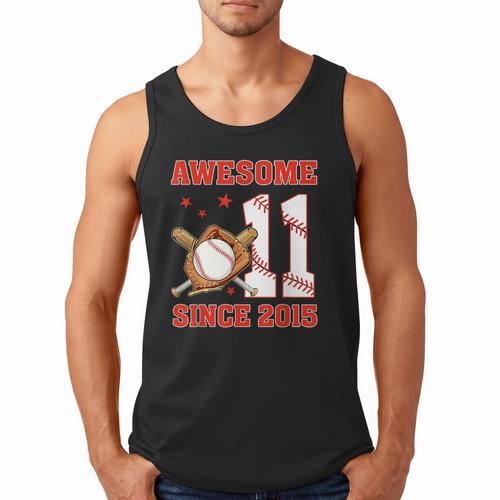 Awesome Since 2015 11 Year Old Boys Bday Baseball Theme Men Tank Top - Sportilla