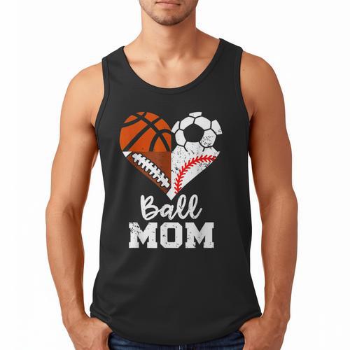 Ball Mom Heart Soccer Basketball Baseball Football Mom Men Tank Top - Sportilla