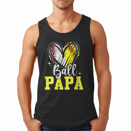 Ball Papa Softball Baseball Dad Daddy Men Tank Top - Sportilla