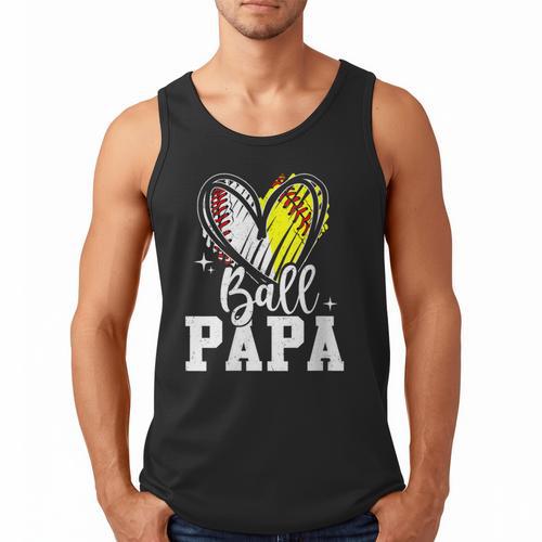 Ball Papa Softball Baseball Dad Fathers Day Men Tank Top - Sportilla