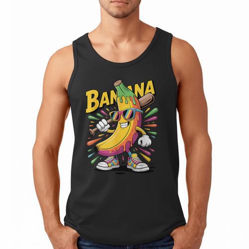 Banana Baseball Cartoon Cool Sports Kids Teens Men Tank Top - Sportilla