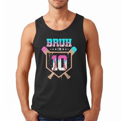 Baseball 10 Year Old Ice Cream Drip 10th Birthday Boy Player Men Tank Top - Sportilla