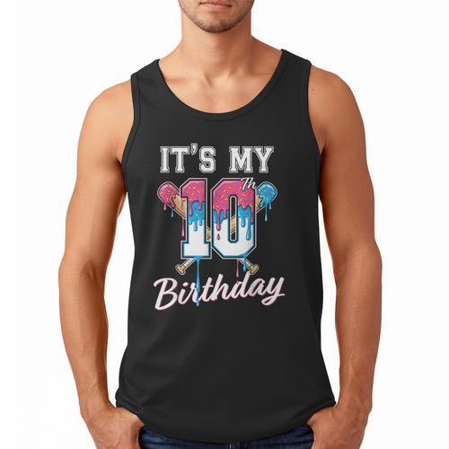 Baseball 10 Year Old Ice Cream Drip 10th Birthday Boys Men Tank Top - Sportilla