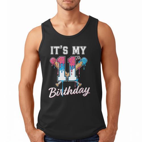 Baseball 11 Year Old Ice Cream Drip 11th Birthday Boys Men Tank Top - Sportilla