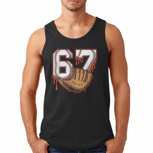 Baseball 67 Six Seven Alpha Slang 6 7 Meme Kids Teachers Boy Men Tank Top - Sportilla