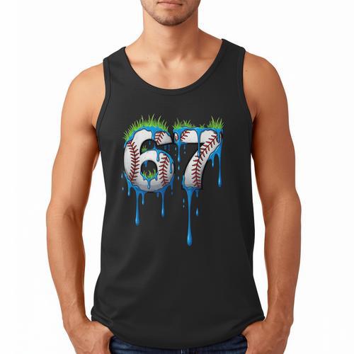 Baseball 67 Six Seven Gen Alpha Meme Blue Drip Boys Men Tank Top - Sportilla