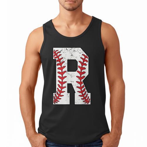 Baseball Alphabet Monogram Initial Letter R Men Tank Top - Sportilla