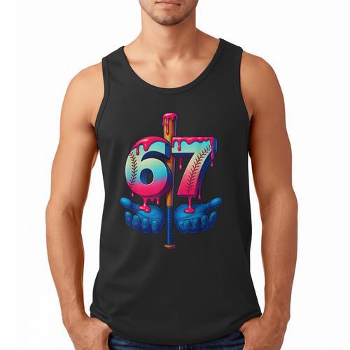 Baseball Bat Hands Drip 67 Six Seven Gen Alpha Slang Meme Men Tank Top - Sportilla