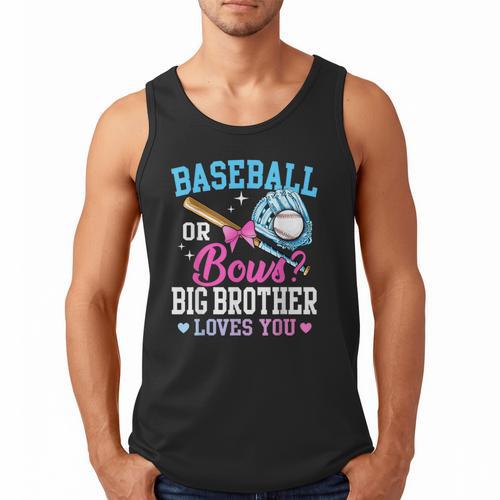Baseball Or Bows Big Brother Loves You Gender Pink Or Blue Men Tank Top - Sportilla