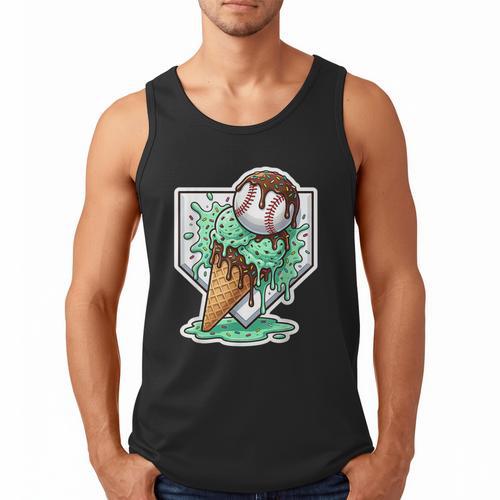 Baseball Boys Ice Cream Drip Baseball Boys Youth Mint Choco Men Tank Top - Sportilla
