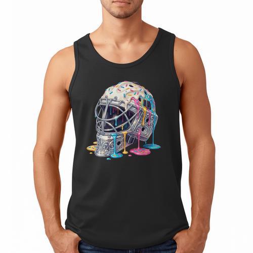 Baseball Catcher Mask Ice Cream Dripping Baseball Boys Men Tank Top - Sportilla