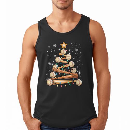 Baseball Christmas Tree Light Xmas Baseball Men Tank Top - Sportilla