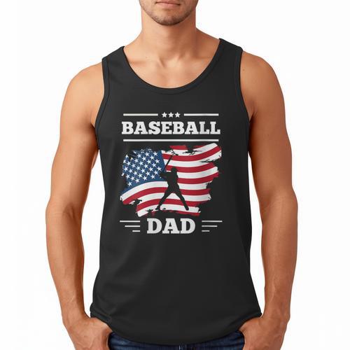 Baseball DAD American Flag Patriotic Father's Day Men Tank Top - Sportilla