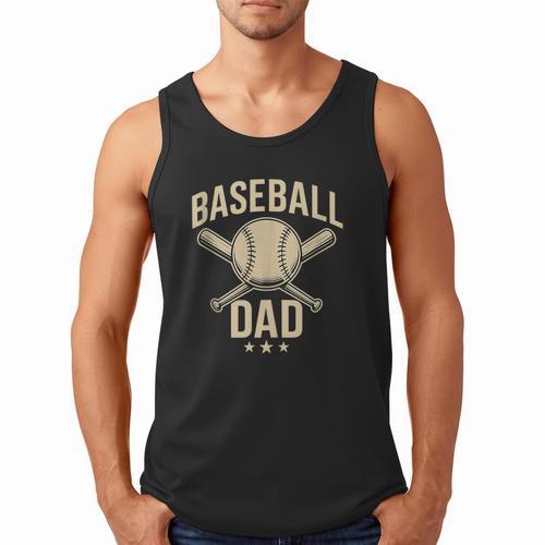Baseball Dad Crossed Bats Cool Sports Fan Vintage Men Tank Top - Sportilla